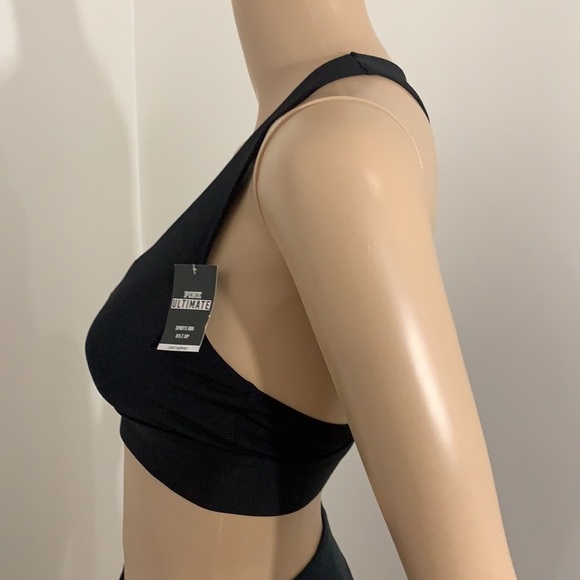 New VS Pink Ultimate Sports Bra Lace Front Black - Picture 2 of 12